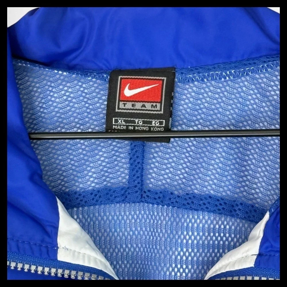 VTG Nike Team Windbreaker Jacket Full Zip Blue White 90s Colorblock Retro Men XL